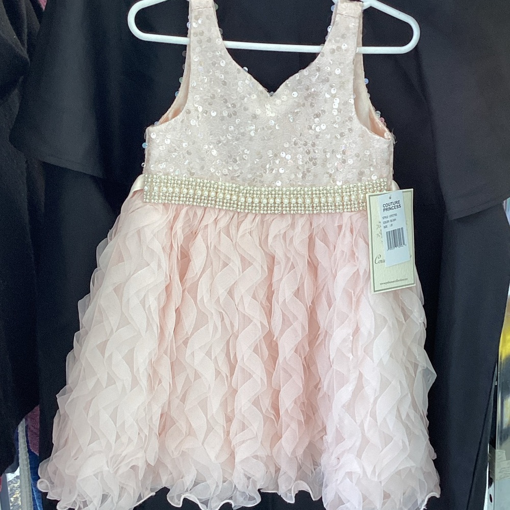 Charming Pink Sequin Kids Dress